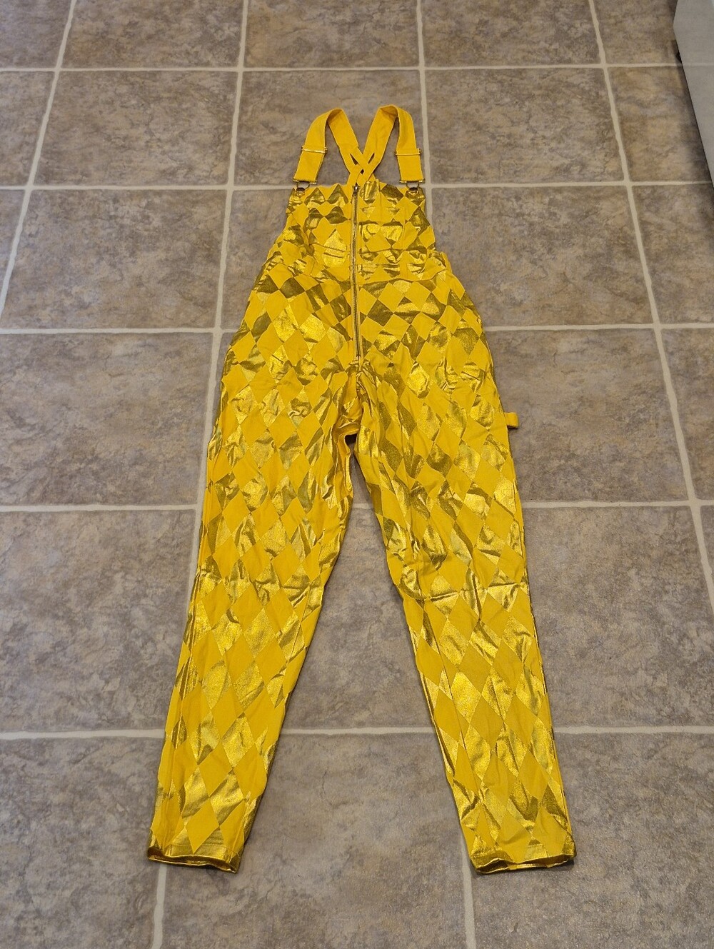 Yellow Diamond-Pattern Jumpsuit, Spirit Halloween Birds Of Prey Harley Quinnu